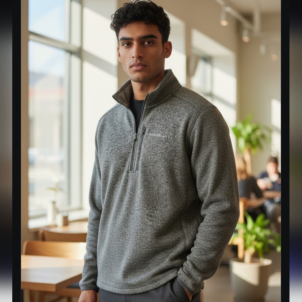 NWOT Eddie Bauer Men's Charcoal Gray 1/4 Zip-Up Pullover-- Size L